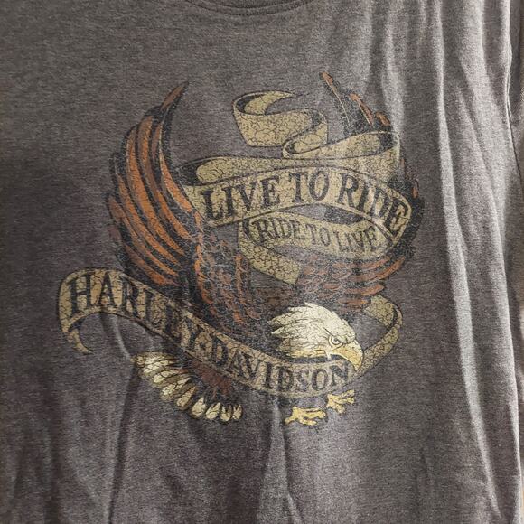 Harley Davidson Live to Ride Swoop neck Short Sleeve Top Lg - Picture 2 of 5